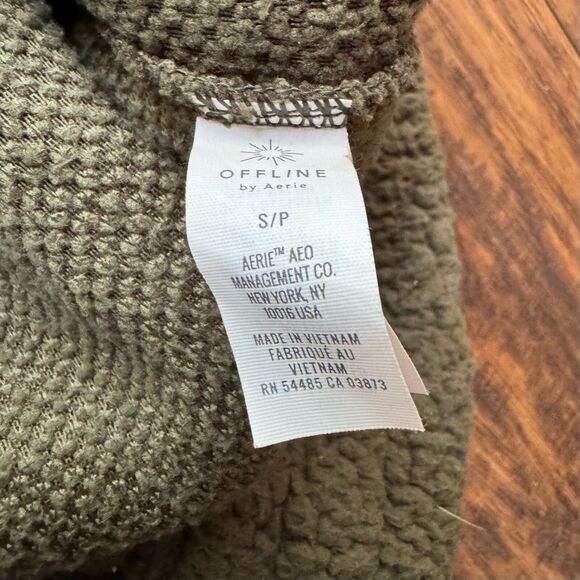 Aerie Fleece Pullover Quarter Zip Sweatshirt Olie Green Camo Womens Size Small - Picture 13 of 13